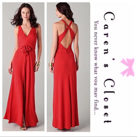 BCBGMaxAzria Dresses & Skirts - BCBGMazAzria Red Crepe Crisscross Backless Gown